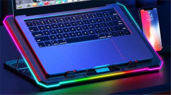 EVOLVEO Ania 9, chladiaca podložka pod notebook do 17", 6x ventilátor, RGB obvodové podsvietenie 