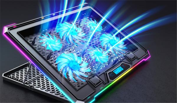 EVOLVEO Ania 9, chladiaca podložka pod notebook do 17", 6x ventilátor, RGB obvodové podsvietenie 