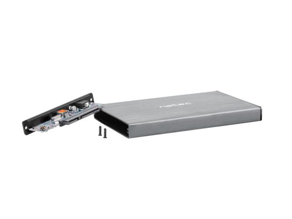 Externý box pre HDD 2, 5" USB 3.0 Natec Rhino Go, šedý, hliníkové telo 