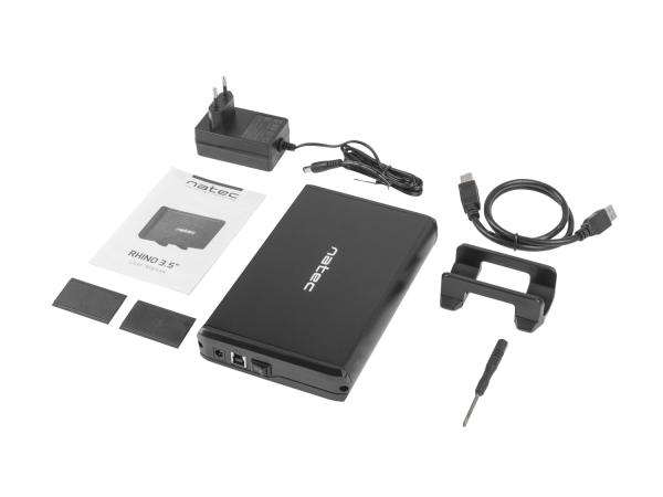 Externý box pre HDD 3, 5" USB 3.0 Natec Rhino, čierny, vrátane napájacieho adaptéra 