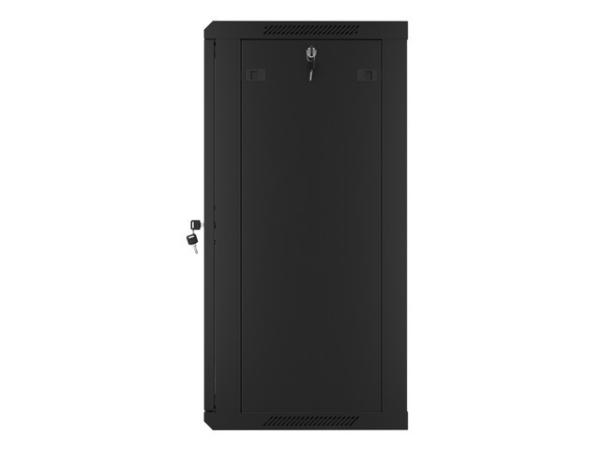 LANBERG 19" RACKOVÁ SKRIŇA PRO MONTÁŽ NA STENU 18U/ 600X450 (FLAT PACK) S PROSKLENÝMI DVERMI ČIERNA V2 