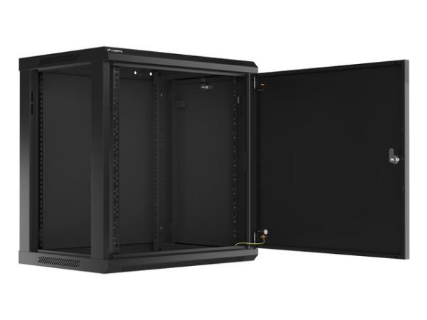 LANBERG RACKOVÁ SKRIŇA 19" NÁSTENNÁ 12U/ 600X450 PRO VLASTNÚ MONTÁŽ S KOVOVÝMI DVERAMI ČIERNA 