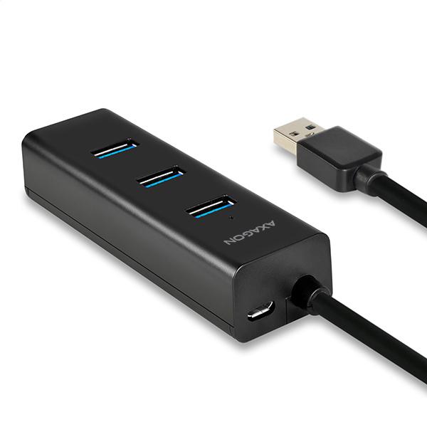 AXAGON HUE-S2BL, 4x USB 3.0 CHARGING hub, micro USB napr. konektor, kábel USB-A 1.2m 
