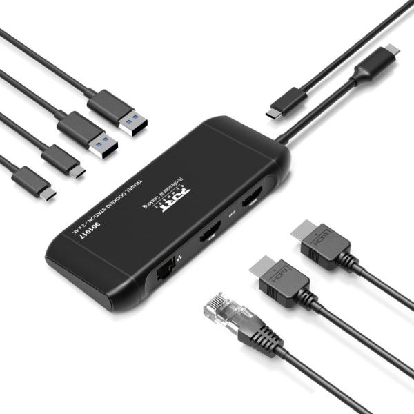 PORT CONNECT Cestovná dokovacia stanica USB-C, 2×4K, 7portov, PD100W 