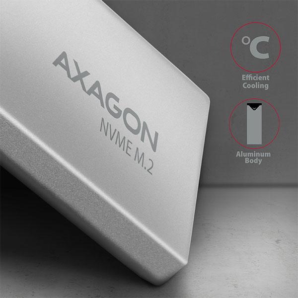 AXAGON EEM2-UG2, 10Gbps USB-C - M.2 NVMe SSD ARROW box, strieborný 