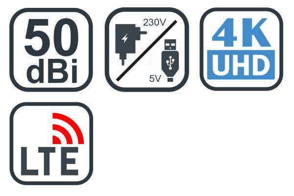 EVOLVEO Xany 4, 230/ 12V, aktívna izbová anténa FM/ DAB+/ DVB-T2, filter LTE, 4G, 5G 