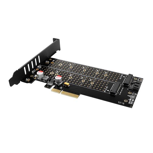 AXAGON PCEM2-D, PCIe x4 - M.2 NVMe M-key + SATA B-key slot adaptér, vr. LP 