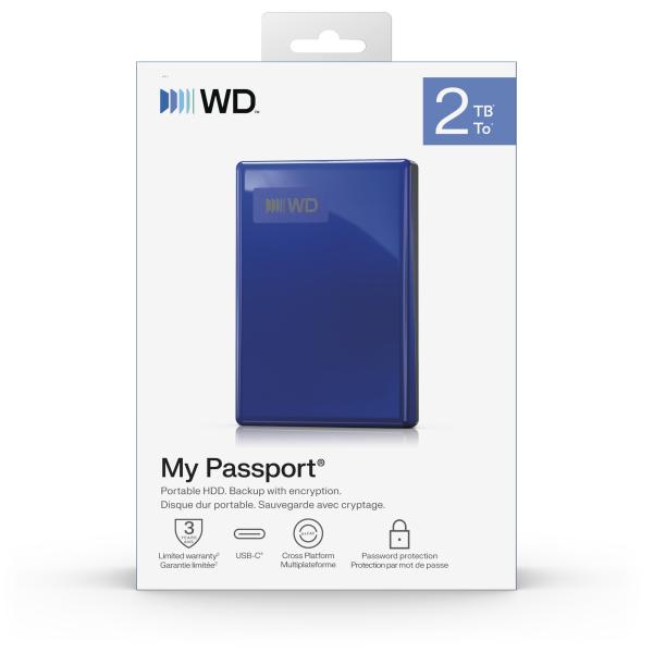 Ext. HDD WD My Passport USB-C 2TB, modrý 