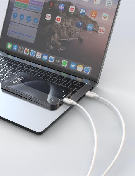 TPU KÁBEL USB-A / USB-C 1M, USB 2.0 BIELÝ 