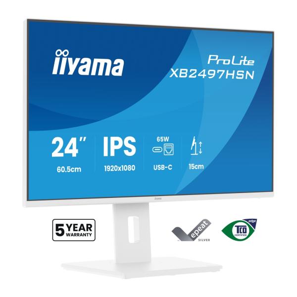 24" iiyama XB2497HSN-W1: IPS, FHD, USB-C, RJ45, HAS 