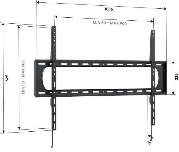 Vogel"s UP 9003, fixný držiak pre XXL TV 55-102", 120 kg, VESA 900x600 max 