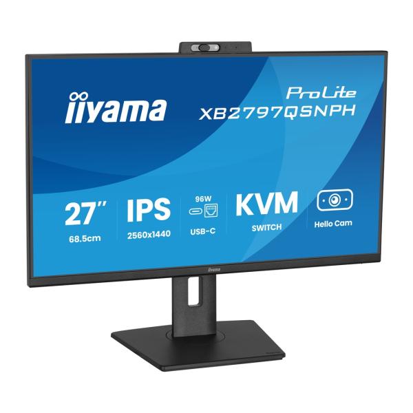 27" iiyama XB2797QSNPH-B1: IPS, QHD, USB-dock, cam 