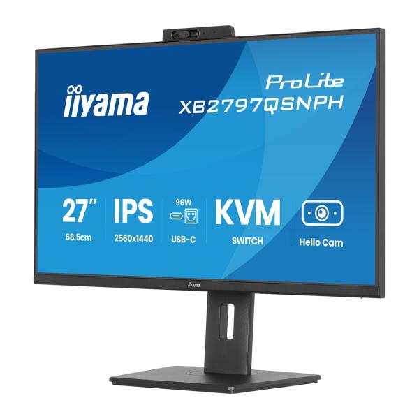 27" iiyama XB2797QSNPH-B1: IPS, QHD, USB-dock, cam 