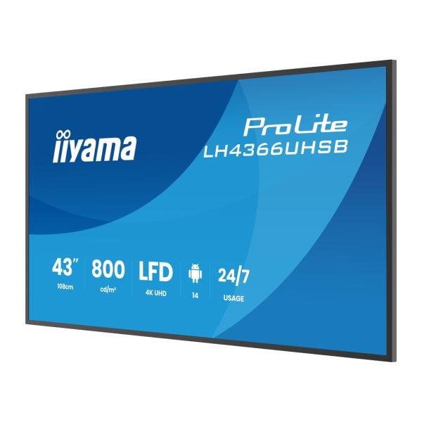 43" iiyama LH4366UHSB-B1AG: 4K UHD, VA, IPX5, DP-out 