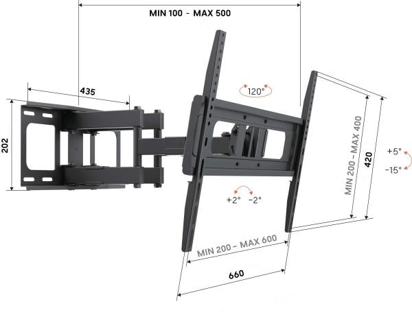Vogel"s UP 6053, dvojité rameno pre TV 40-80", 45 kg, VESA do 600x400 