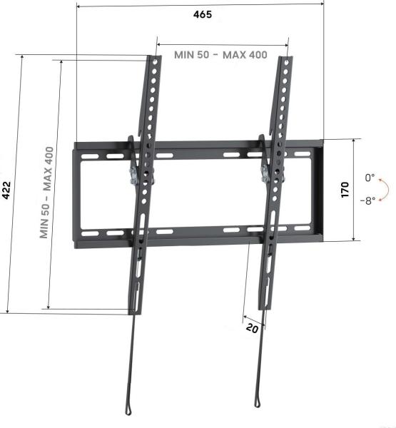 Vogel"s UP 4013, držiak s náklonom 8 ° pre TV 32-65", 45 kg, VESA do 400x400 