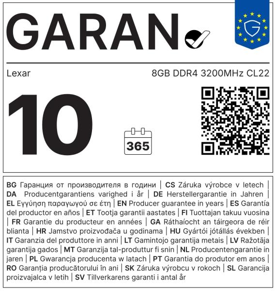 Lexar/ DDR4/ 8GB/ 3200MHz/ CL22/ 1x8GB 