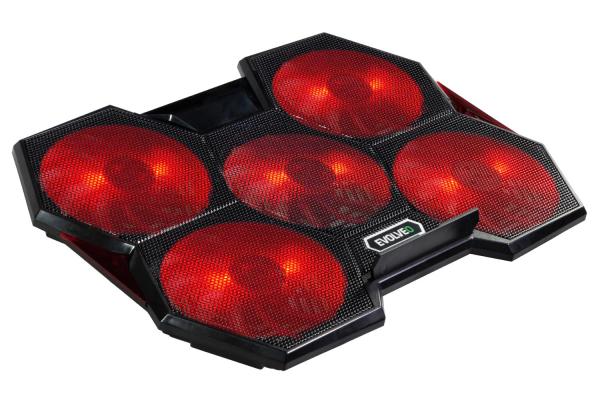 EVOLVEO Ania 14, chladiaca podložka pre notebook, do 17.3", 5x ventilátor, červené podsvietenie 