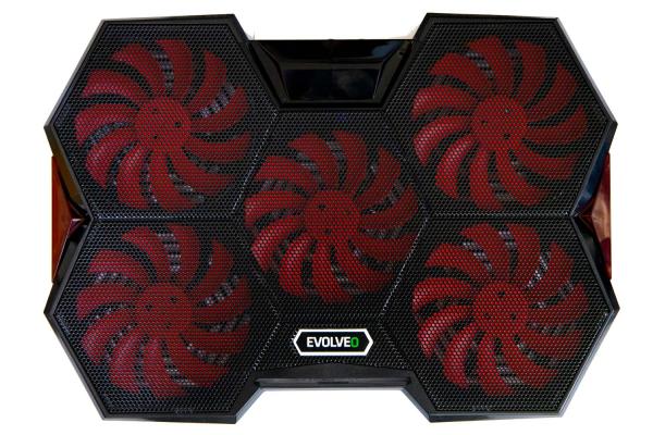 EVOLVEO Ania 14, chladiaca podložka pre notebook, do 17.3", 5x ventilátor, červené podsvietenie 