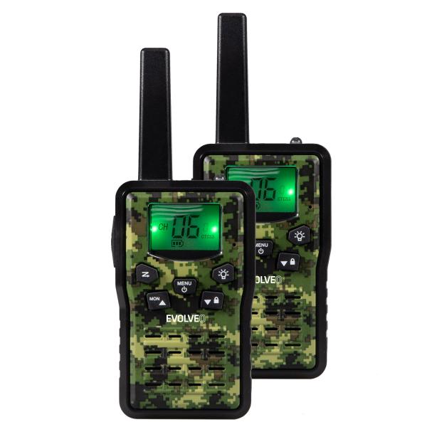 EVOLVEO FreeTalk 2W, PMR vysielačka s výkonom 0, 5 a 2W, poľovnícka kamufláž 