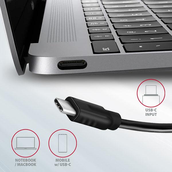 AXAGON HMC-5G2, USB 10Gbps hub, porty 2x USB-A, 2x USB-C, HDMI 4k/ 60, PD 100W, kábel USB-C 13cm 