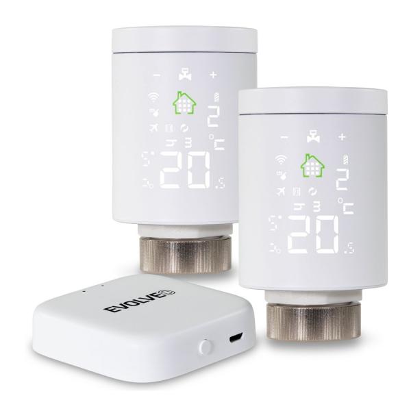 EVOLVEO Heat M30v2 Pack, 2× múdra termostatická hlavica na radiátor & 1x ZADARMO centrálna jednotka