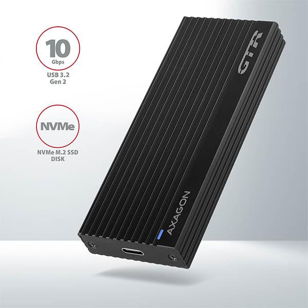 AXAGON EEM2-GTR, USB-C 3.2 Gen 2 - M.2 NVMe SSD kovový THIN RIB box 