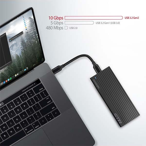 AXAGON EEM2-GTR, USB-C 3.2 Gen 2 - M.2 NVMe SSD kovový THIN RIB box 
