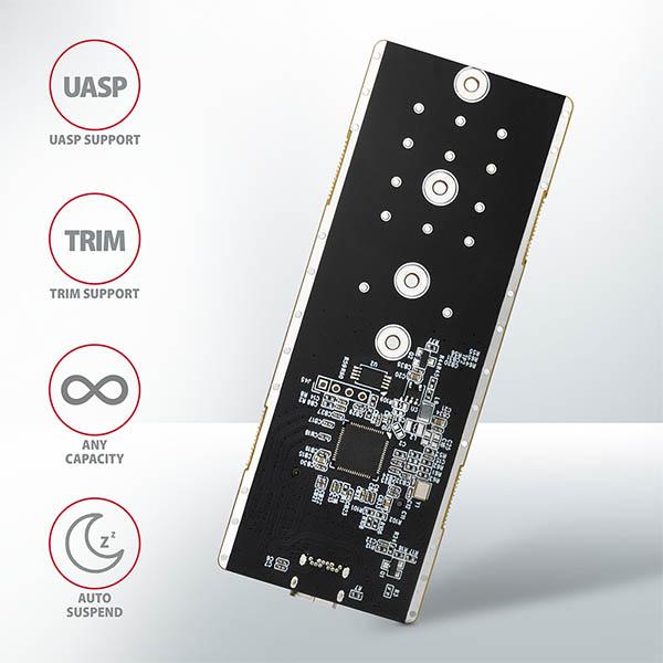AXAGON EEM2-GTR, USB-C 3.2 Gen 2 - M.2 NVMe SSD kovový THIN RIB box 