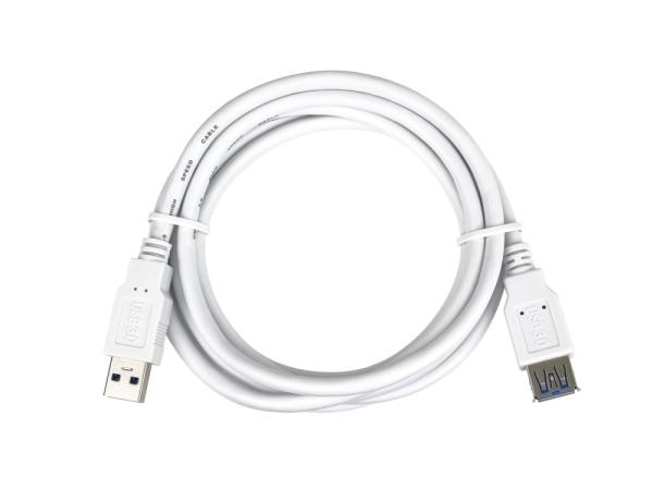 PremiumCord Predlžovací kábel USB 3.0 Super-speed 5Gbps A-A, MF, 9pin, 0, 5m biela 