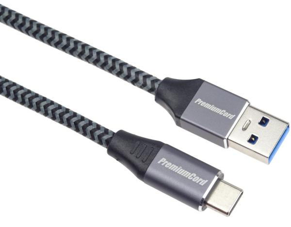 PremiumCord kábel USB-C - USB 3.0 A (USB 3.1 generation 1, 3A, 5Gbit/ s) 1m oplet