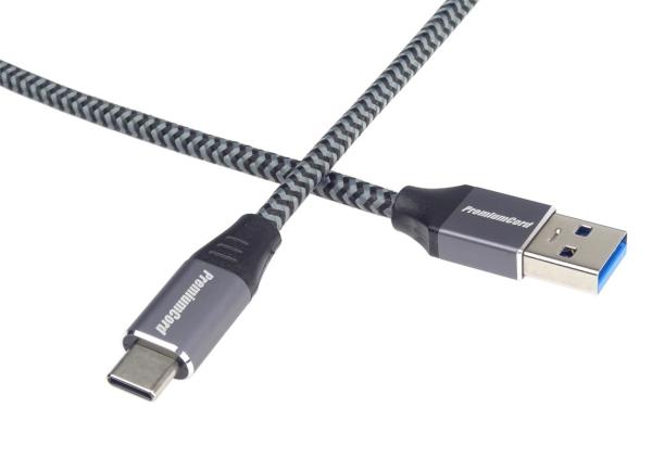 PremiumCord kábel USB-C - USB 3.0 A (USB 3.1 generation 1, 3A, 5Gbit/ s) 3m oplet 