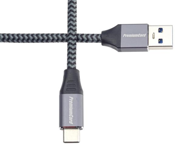 PremiumCord kábel USB-C - USB 3.0 A (USB 3.1 generation 1, 3A, 5Gbit/ s) 3m oplet 