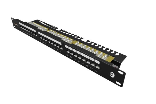 19" patch panel Solarix 24 x RJ45 CAT6 UTP s vyväzovacou lištou 1U SX24L-6-UTP-BK-N
