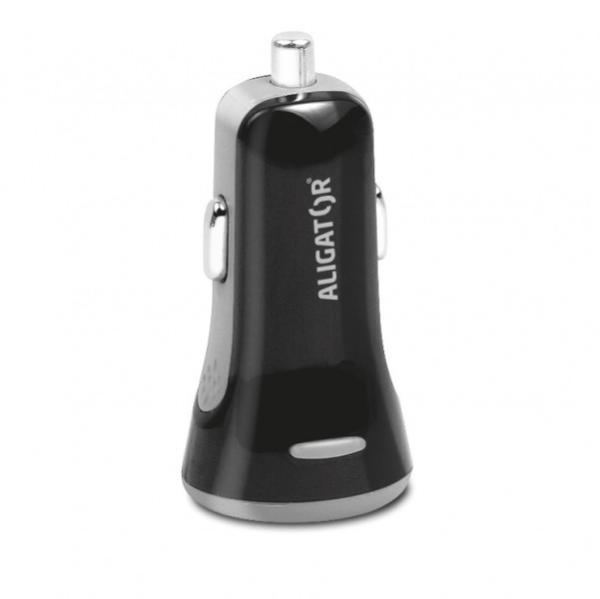 ALIGATOR Chytrá nabíjačka do auta 3.4A, 2xUSB, smart IC, čierna, USB-C kábel 