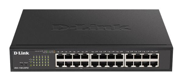 D-Link DGS-1100-24PV2 24-port Gigabit Smart switch, 12x GbE PoE+, PoE 100W