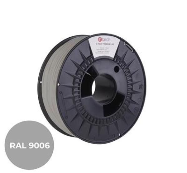 Tlačová struna (filament) C-TECH PREMIUM LINE, PLA, biely hliník, RAL9006, 1, 75mm, 1kg