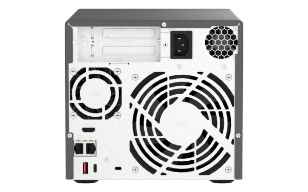 QNAP TVS-h474-PT-8G (2core 3, 7 GHz, ZFS, 8 GB RAM, 4x SATA, 2x M.2 NVMe, 2x PCIe, 2x 2, 5GbE, 1x HDMI) 