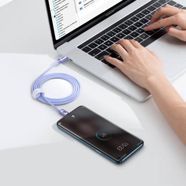 Baseus CAJY000605 Crystal Shine Series Dátový Kábel USB-C - USB-C 100W 1, 2m Purple 