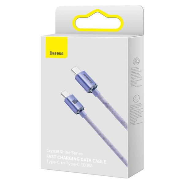 Baseus CAJY000605 Crystal Shine Series Dátový Kábel USB-C - USB-C 100W 1, 2m Purple 