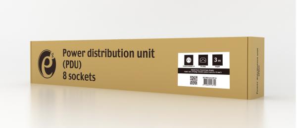 Gembird PDU 8 zásuviek, C14, 1U, 10 A, 3m 
