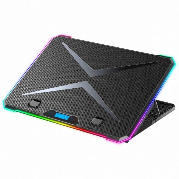 EVOLVEO Ania 9, chladiaca podložka pod notebook do 17", 6x ventilátor, RGB obvodové podsvietenie