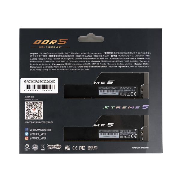 Patriot Viper Xtreme 5/ DDR5/ 32GB/ 8000MHz/ CL38/ 2x16GB/ RGB/ Black 