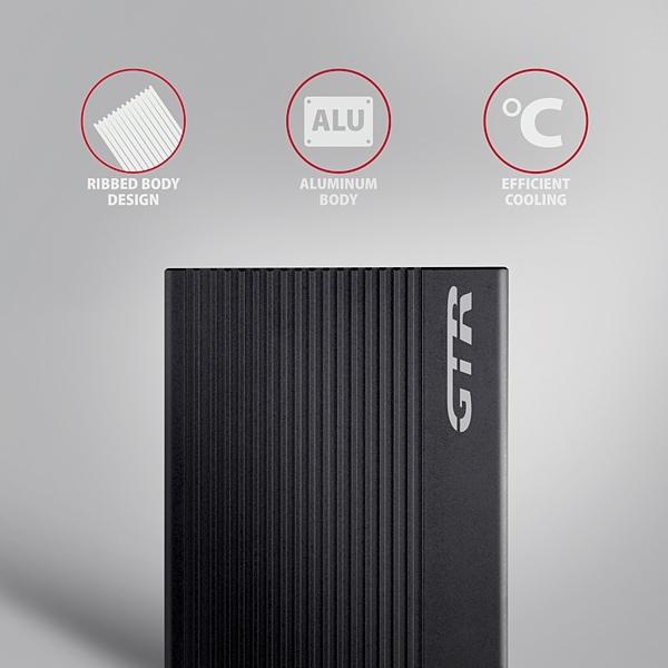 AXAGON EE25-GTR, USB-C 10Gbps - SATA 6G 2.5" RIBBED box, čierny 