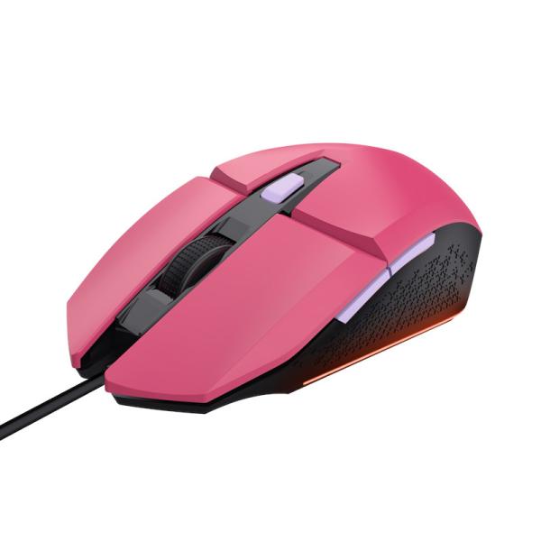 TRUST GXT 109 FELOX/ Herná/ Optická/ Pre pravákov/ 6 400 DPI/ Drôtová USB/ Ružová 