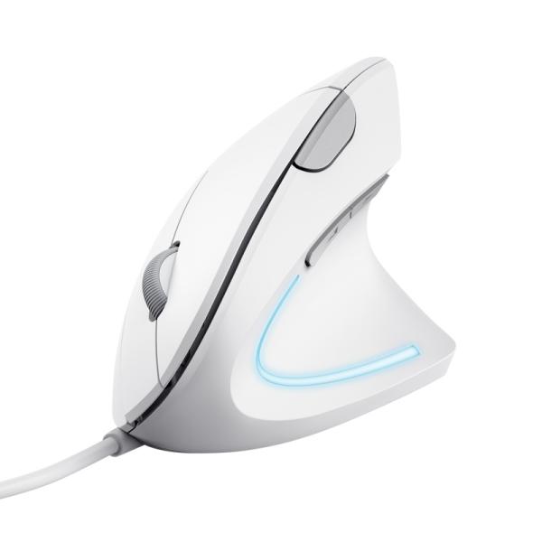 Trust Verto/ Vertikálna/ Optická/ Pre pravákov/ 1 600 DPI/ Drôtová USB/ Biela 