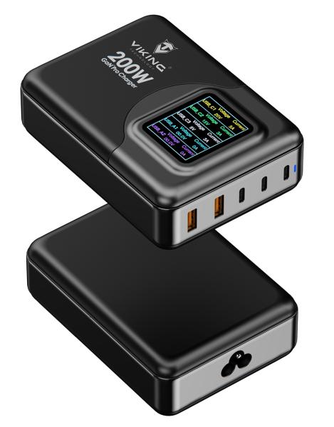 Viking USB GaN charger 200W PD PRO/ sieťový adaptér/ Output:3xUSB-C, 2xUSB-A/ Rýchlo nabíjania/  