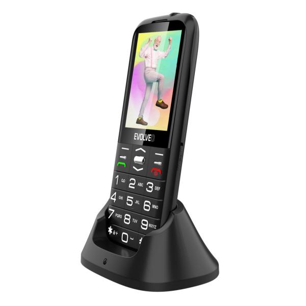 EVOLVEO EasyPhone XO, mobilný telefón pre seniorov s nabíjacím stojanom (čierna farba) 