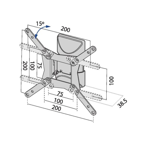 TB TV wall mount TB-152 až 37", 20kg max VESA 200x200 