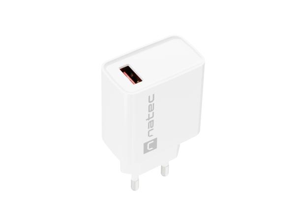 Univerzálna nabíjačka Natec RIBERA 18W 1X USB-A, biela 